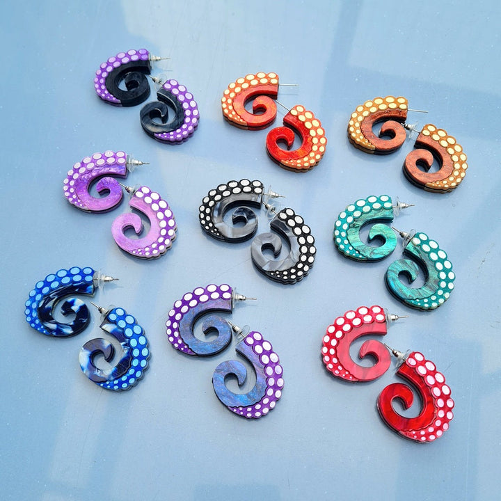 Tentacle Hoop Statement Studs by Cherryloco Jewellery