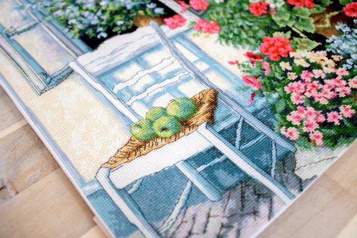 Terrace with Flowers BU4017L Counted Cross-Stitch Kit