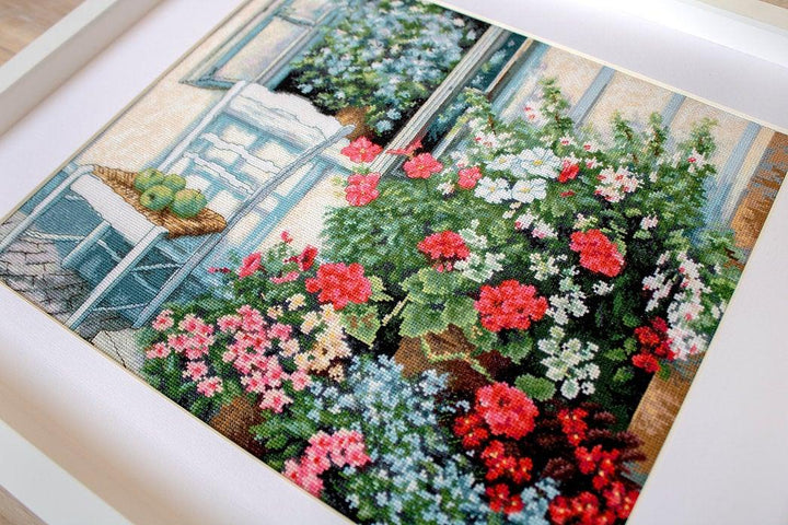 Terrace with Flowers BU4017L Counted Cross-Stitch Kit