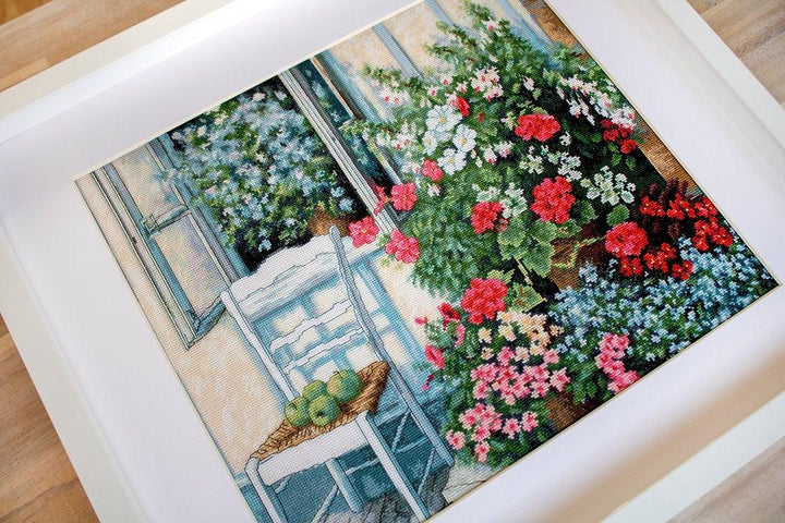 Terrace with Flowers BU4017L Counted Cross-Stitch Kit