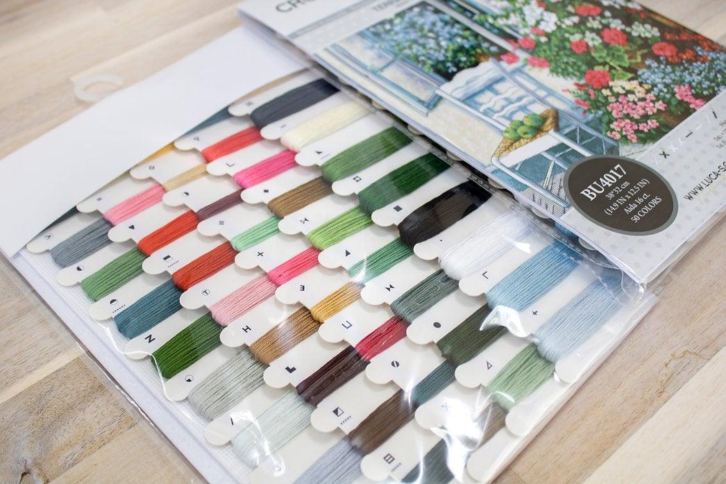 Terrace with Flowers BU4017L Counted Cross-Stitch Kit