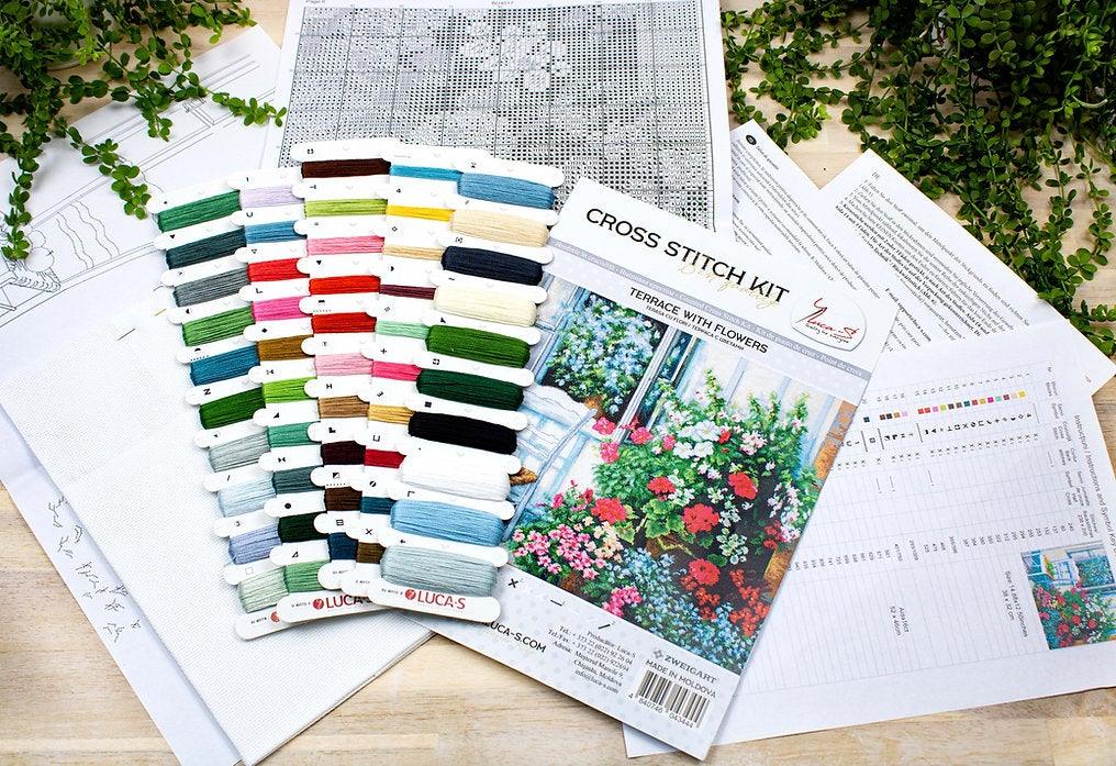 Terrace with Flowers BU4017L Counted Cross-Stitch Kit