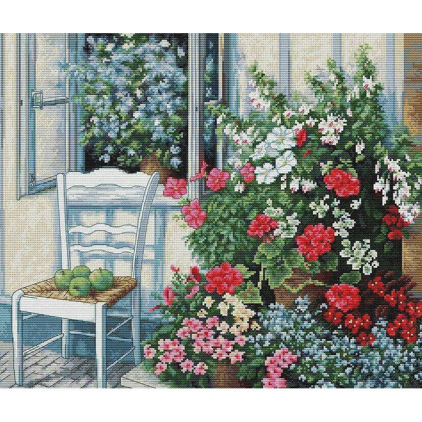 Terrace with Flowers BU4017L Counted Cross-Stitch Kit