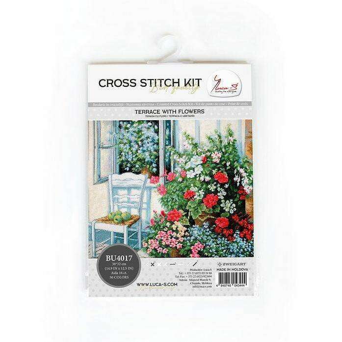 Terrace with Flowers BU4017L Counted Cross-Stitch Kit