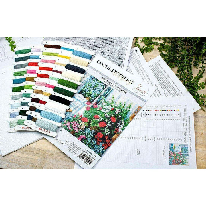 Terrace with Flowers BU4017L Counted Cross-Stitch Kit