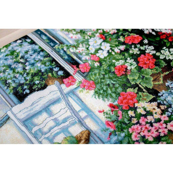 Terrace with Flowers BU4017L Counted Cross-Stitch Kit