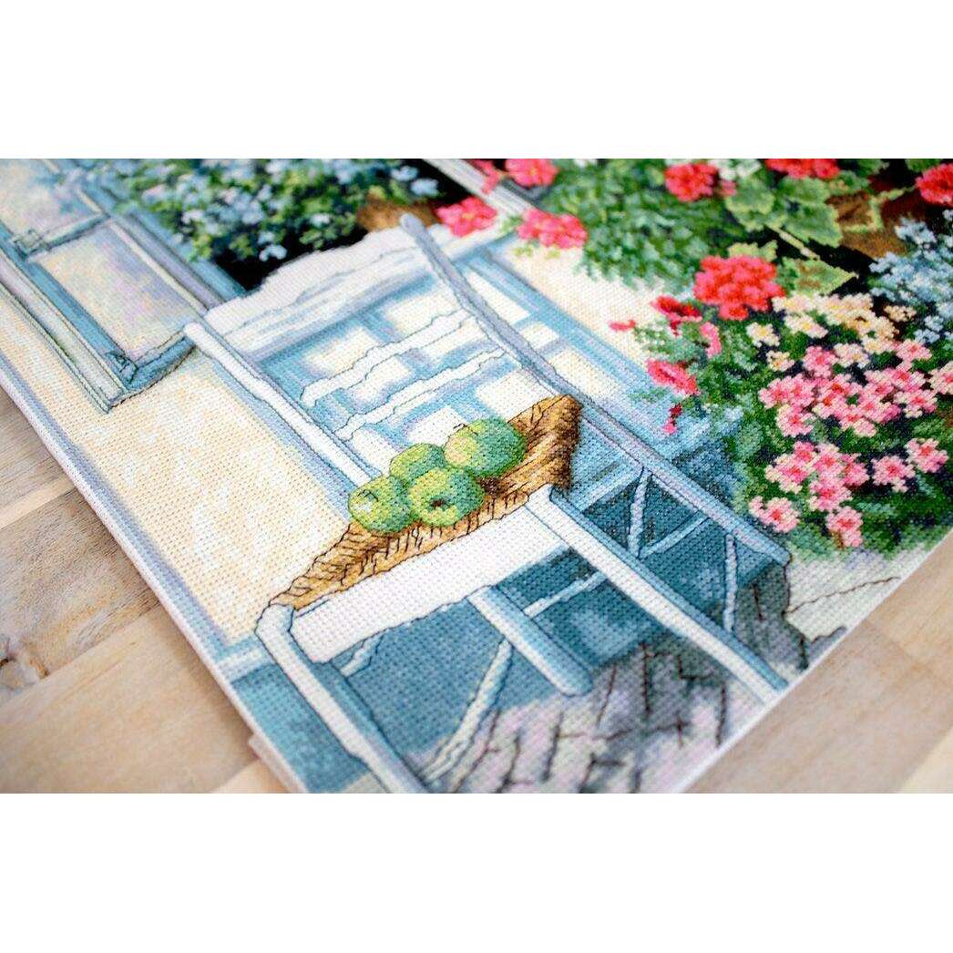 Terrace with Flowers BU4017L Counted Cross-Stitch Kit