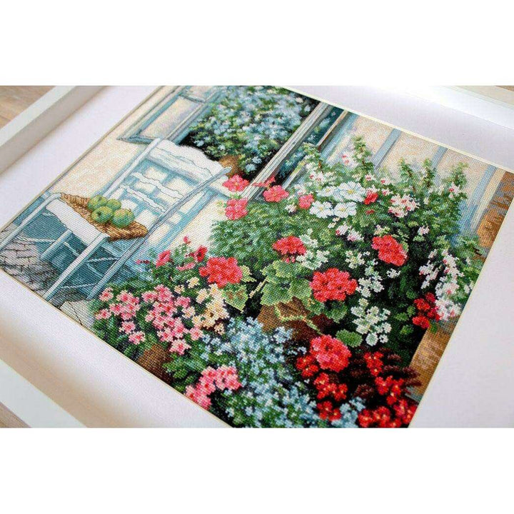 Terrace with Flowers BU4017L Counted Cross-Stitch Kit