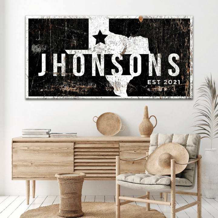 Texas Family Name Sign