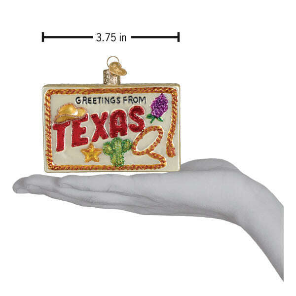 Old World Christmas Texas Postcard Blown Glass Ornament