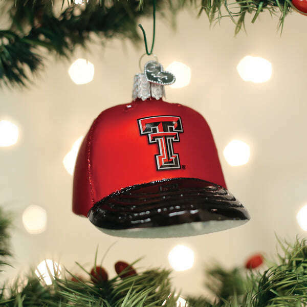 Old World Christmas Texas Tech Baseball Cap Blown Glass Ornament