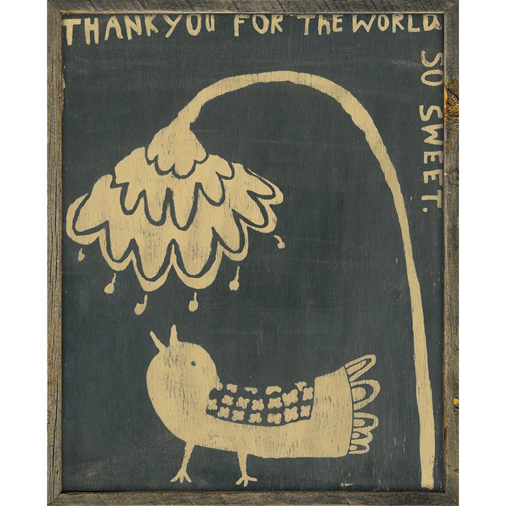 "Thank You Bird" Grey Wood Art Print - Quirks!