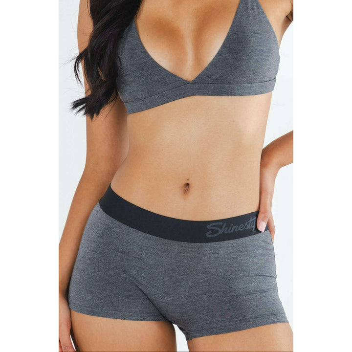 The Basalt | Heather Charcoal Boyshort Underwear with Waistband