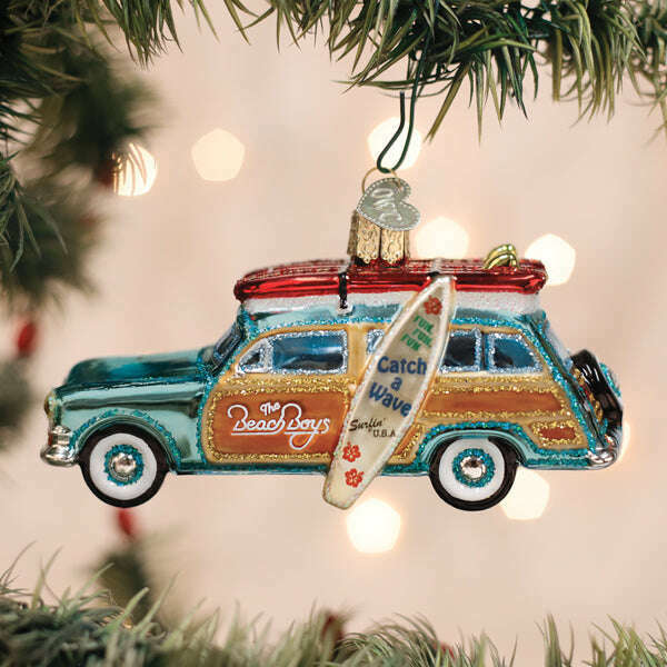 Old World Christmas The Beach Boys Surfin' Woody Blown Glass Ornament