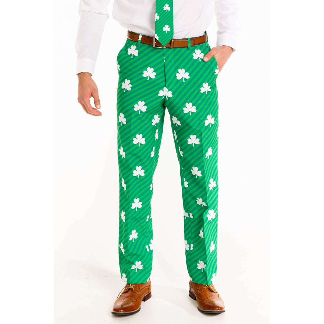 The Blarney Bagpiper | Diagonal Striped Clovers Suit Pants