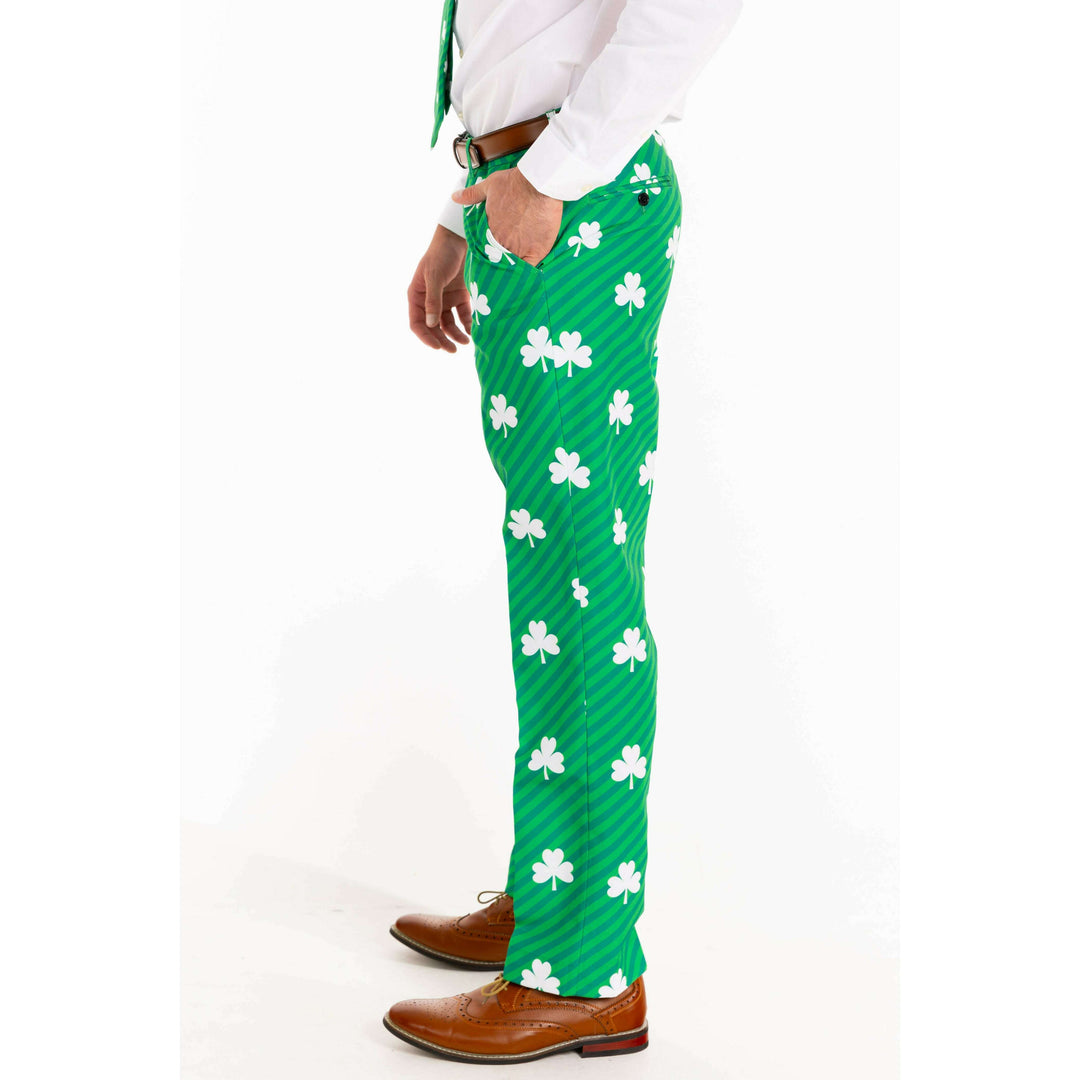 The Blarney Bagpiper | Diagonal Striped Clovers Suit Pants