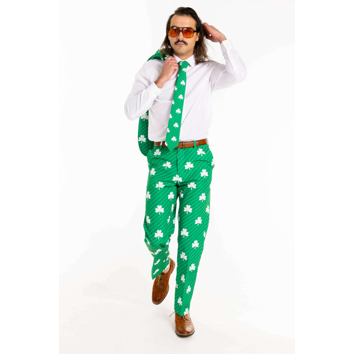 The Blarney Bagpiper | Diagonal Striped Clovers Suit Pants