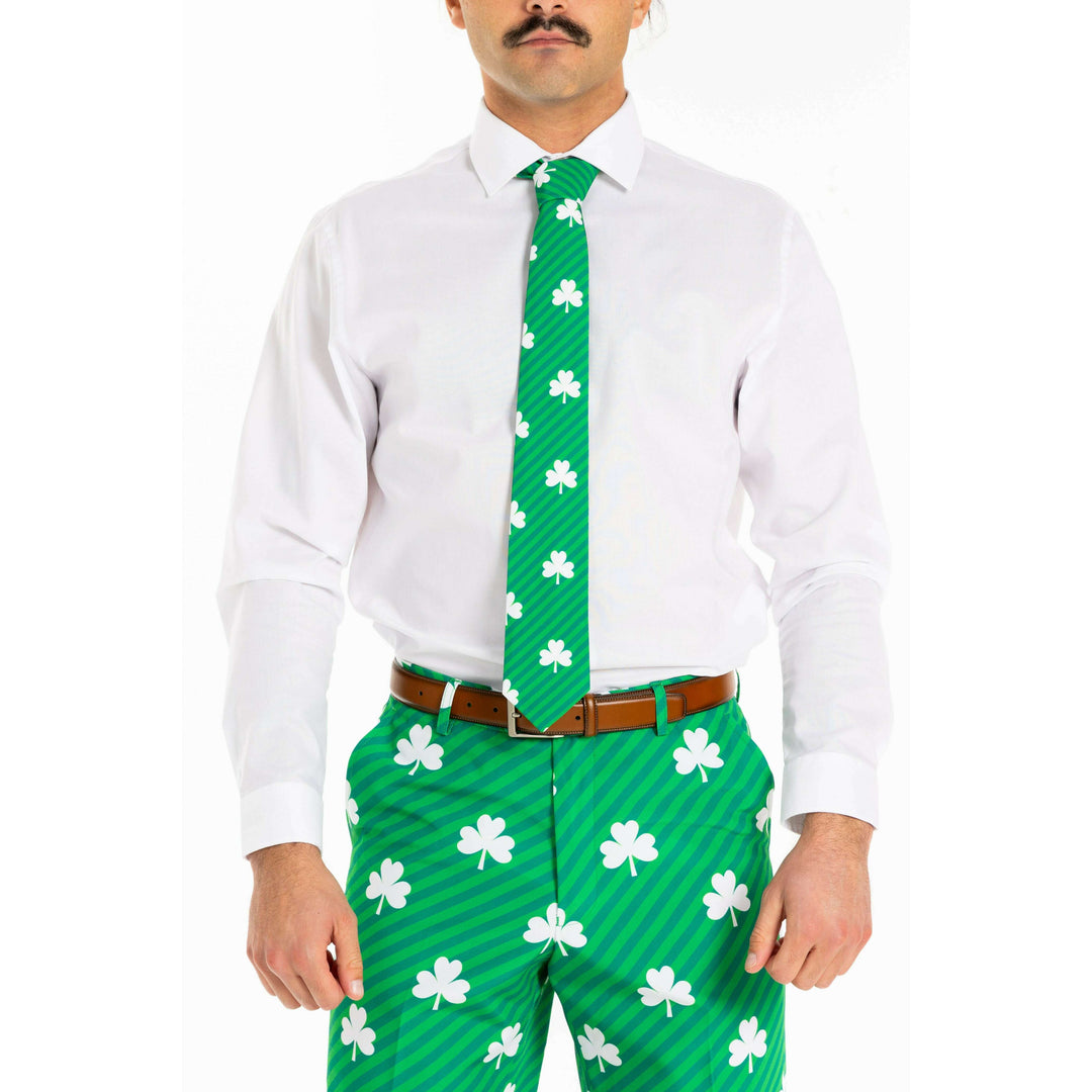 The Blarney Bagpiper | Diagonal Striped Clovers Tie