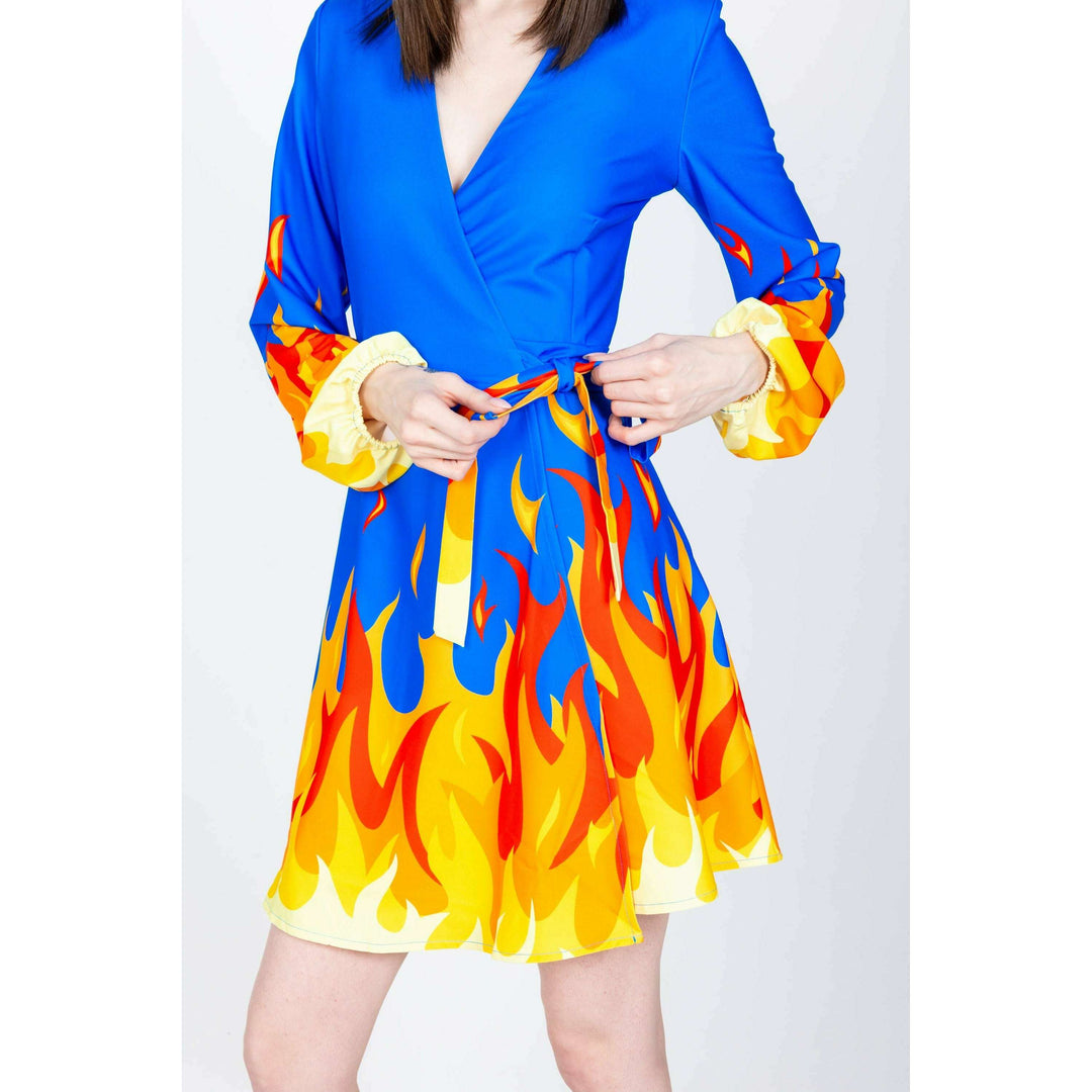 The Blaze Of Glory | Flames Wrap Dress
