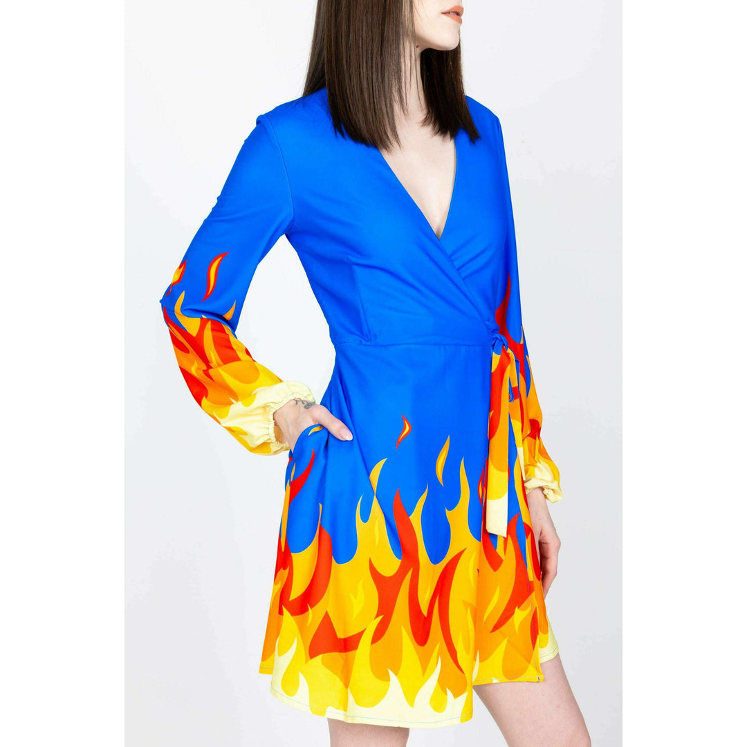 The Blaze Of Glory | Flames Wrap Dress