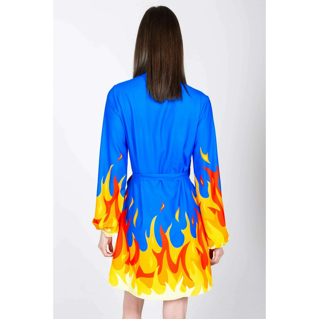 The Blaze Of Glory | Flames Wrap Dress