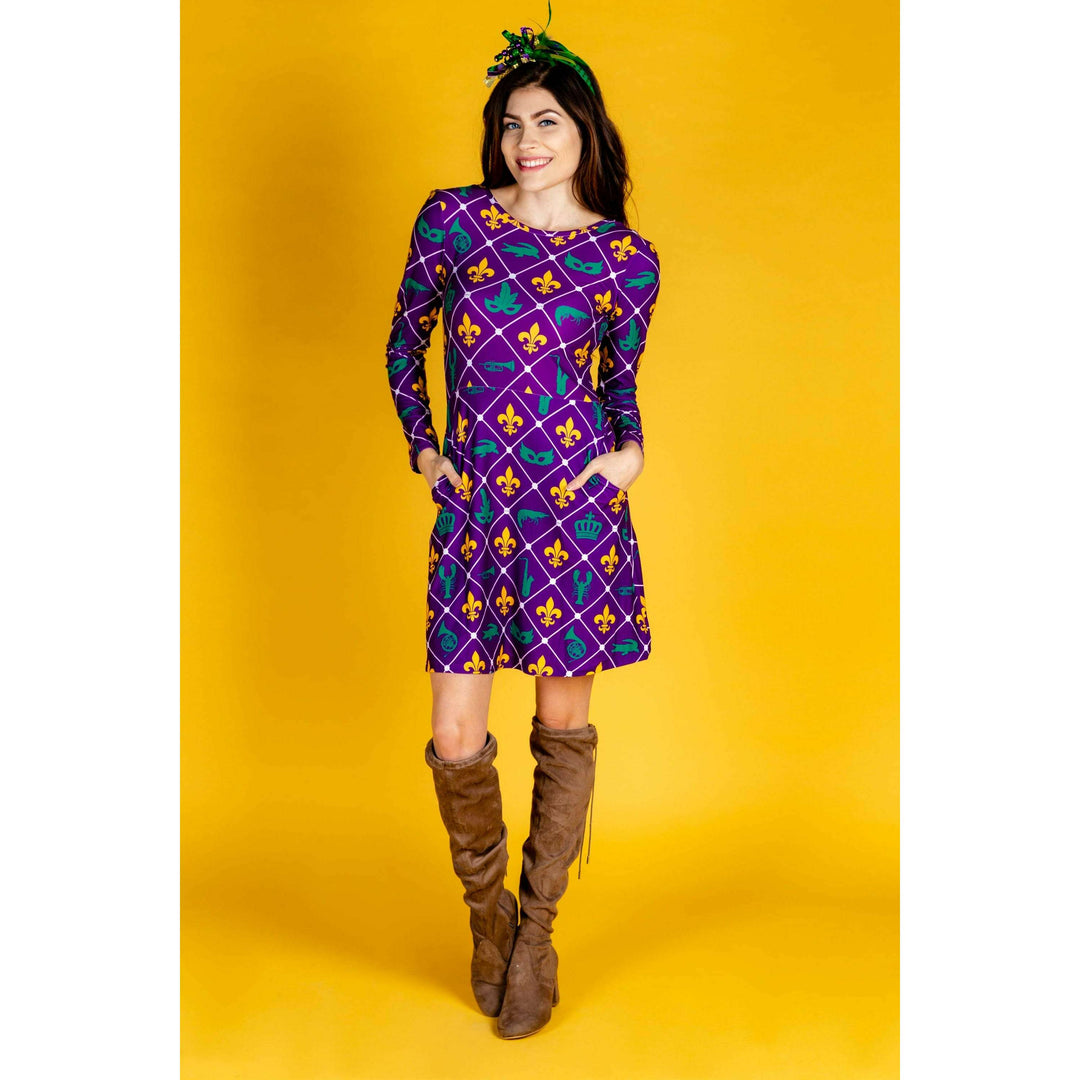 The Bourbon St. Special | Mardi Gras Printed Skater Dress