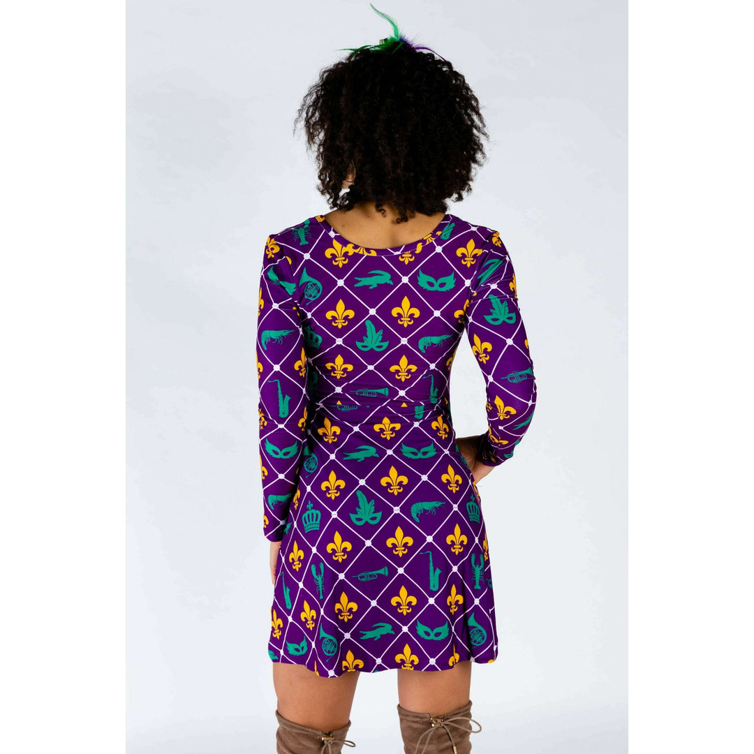 The Bourbon St. Special | Mardi Gras Printed Skater Dress