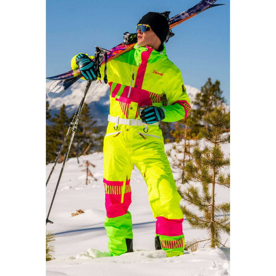 The Cat Track Fever | Mens Neon Yellow Retro Ski Suit