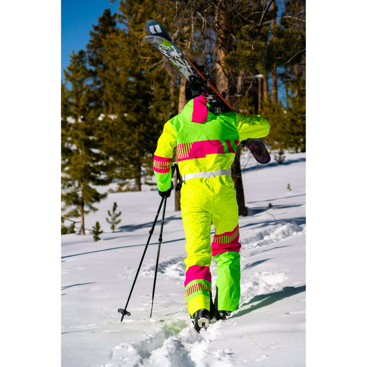 The Cat Track Fever | Mens Neon Yellow Retro Ski Suit