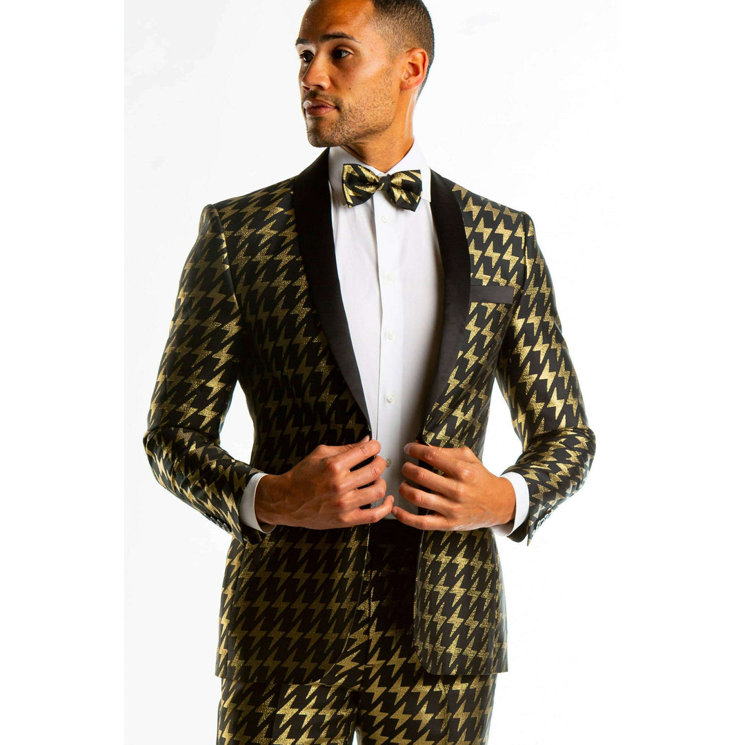 The Caviar and Cocktails | Gold Jacquard Black Label Suit