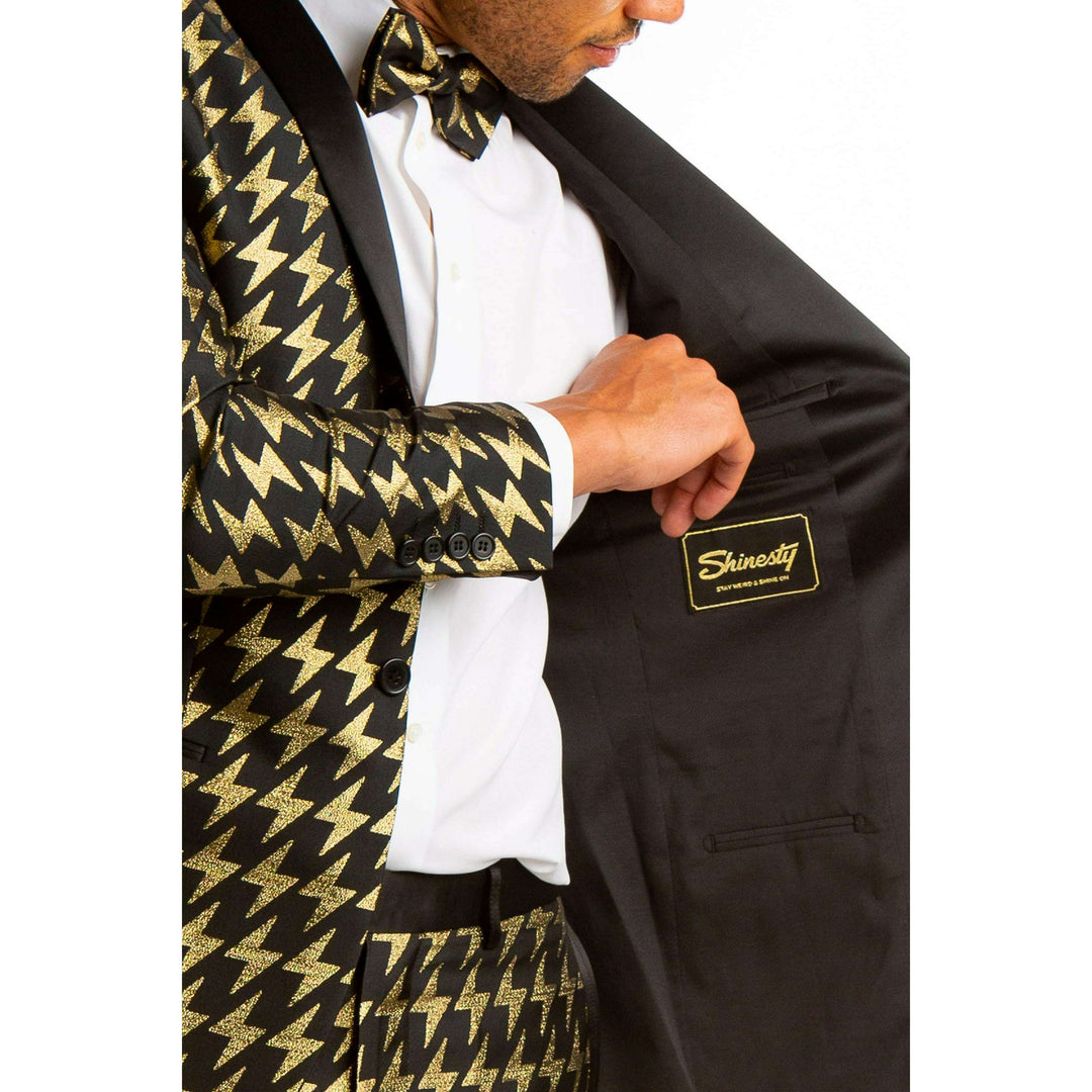 The Caviar and Cocktails | Gold Jacquard Black Label Suit