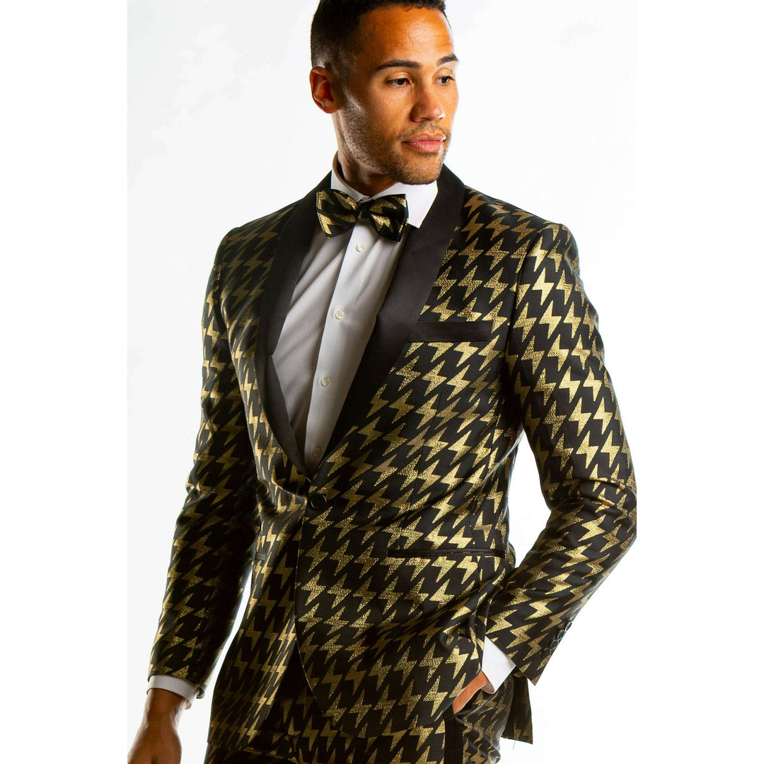 The Caviar and Cocktails | Gold Jacquard Black Label Suit