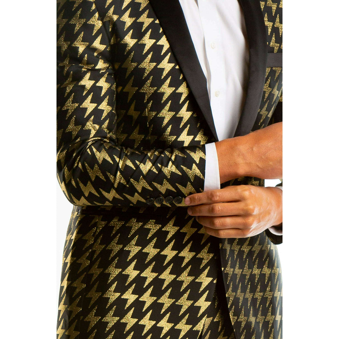 The Caviar and Cocktails | Gold Jacquard Black Label Suit