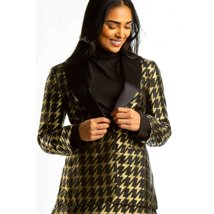 The Caviar and Cocktails | Gold Jacquard Black Label Womens Blazer