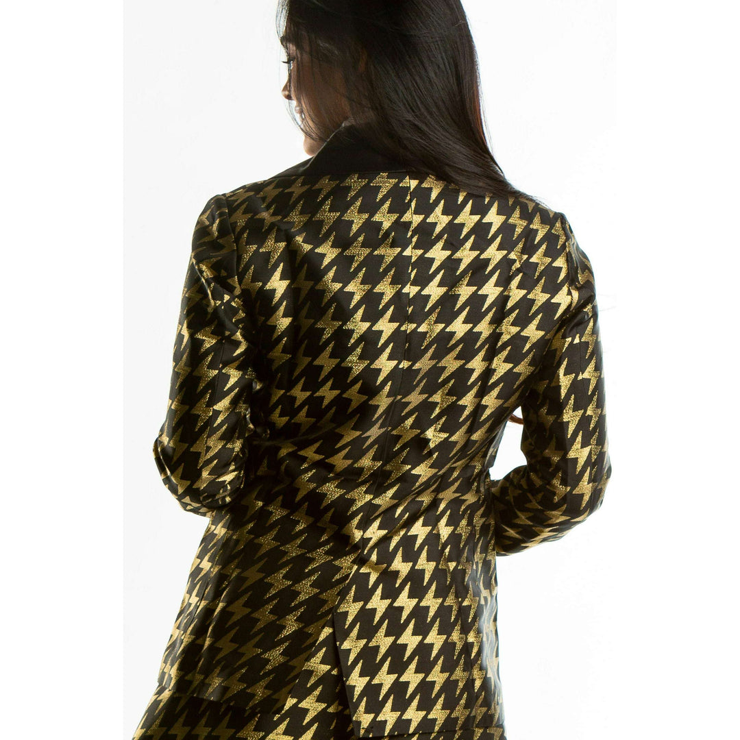 The Caviar and Cocktails | Gold Jacquard Black Label Womens Blazer
