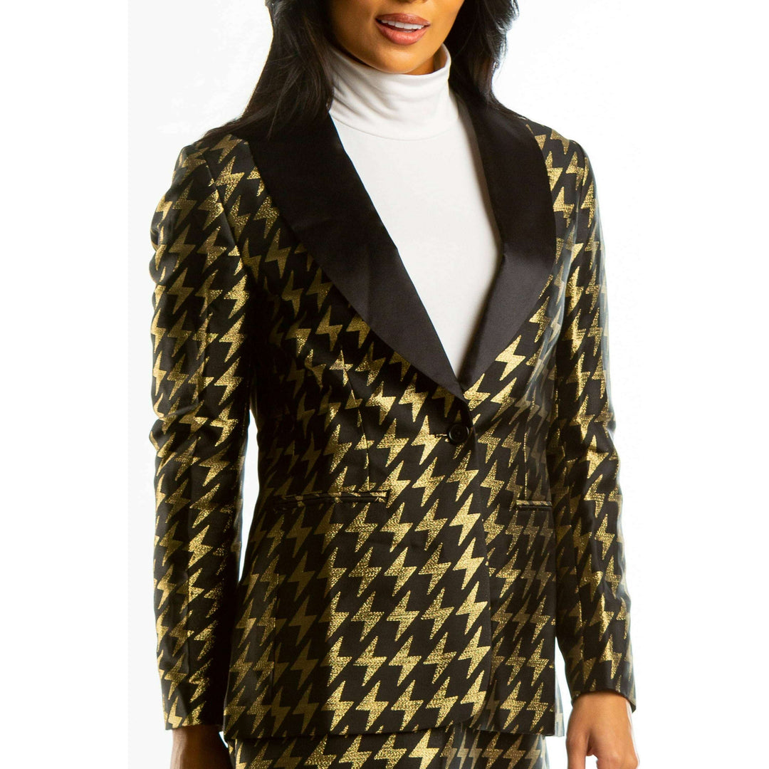 The Caviar and Cocktails | Gold Jacquard Black Label Womens Blazer
