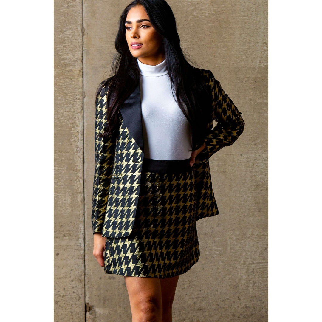 The Caviar and Cocktails | Gold Jacquard Black Label Womens Skirt