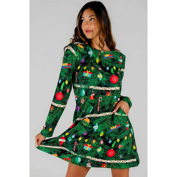 The Christmas Tree Camo | Christmas Tree Print Skater Dress