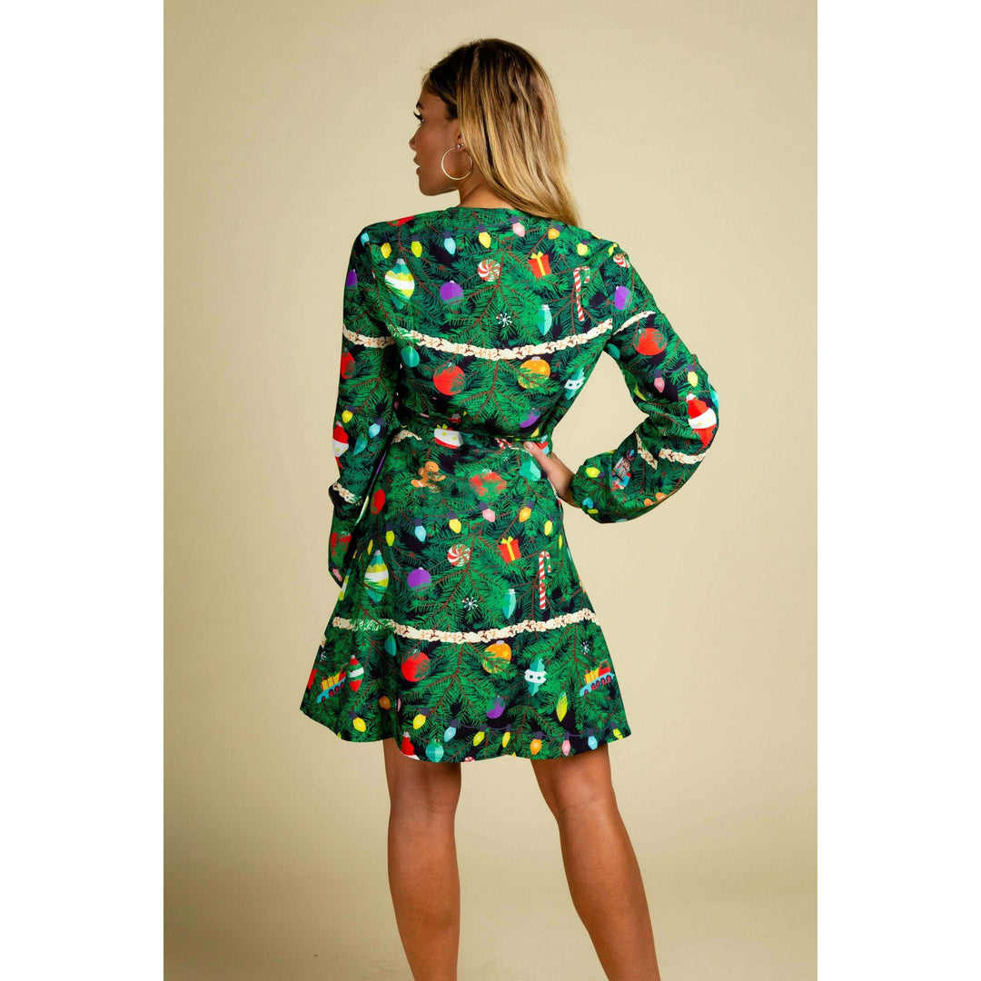 The Christmas Tree Camo | Christmas Tree Print Wrap Dress