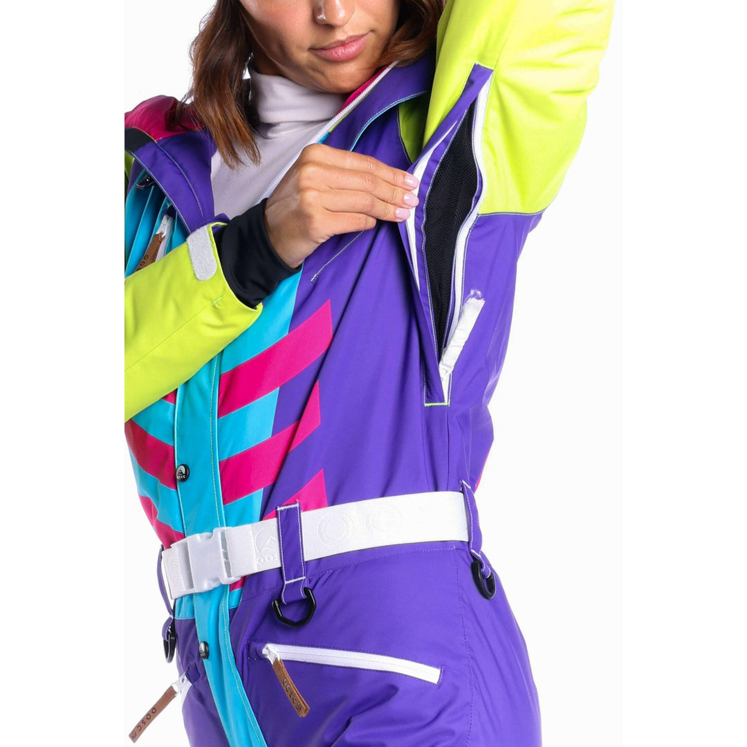 The Chute Your Shot | Neon Purple Retro Women's One Piece Ski Suit