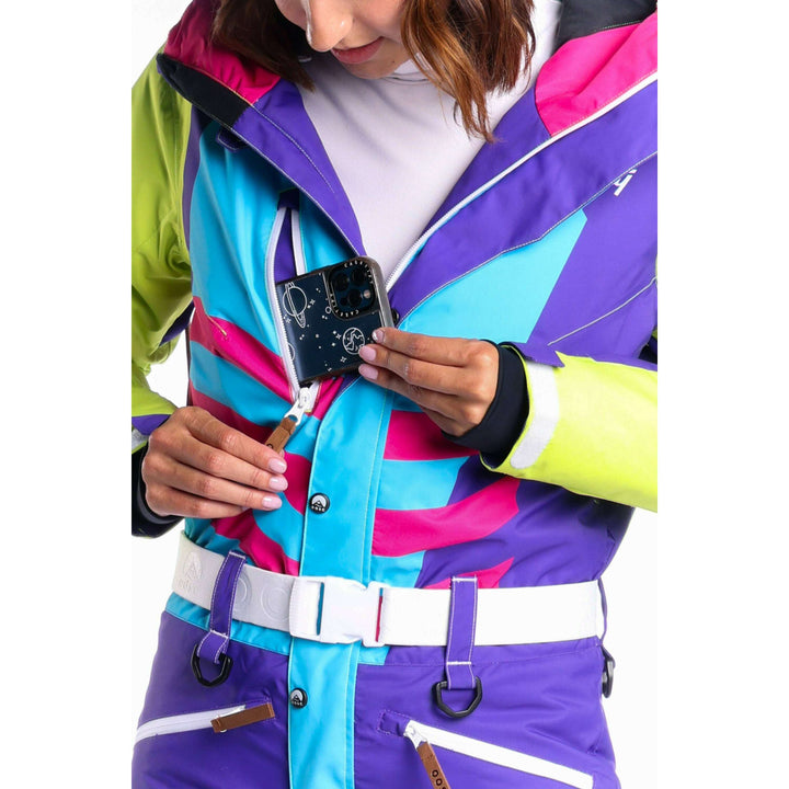 The Chute Your Shot | Neon Purple Retro Women's One Piece Ski Suit