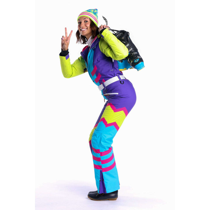 The Chute Your Shot | Neon Purple Retro Women's One Piece Ski Suit