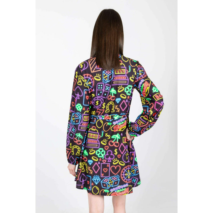 The Crown Casino | Neon Vegas Lights Wrap Dress