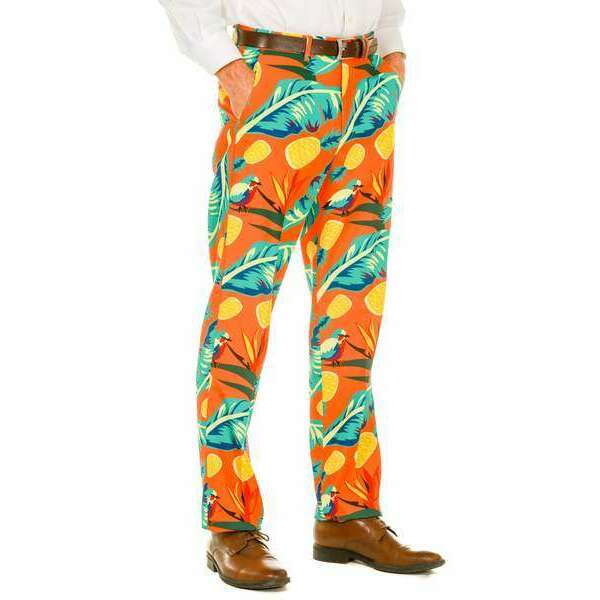 The Cruise Ship Casanova | Orange Hawaiian Suit Pants