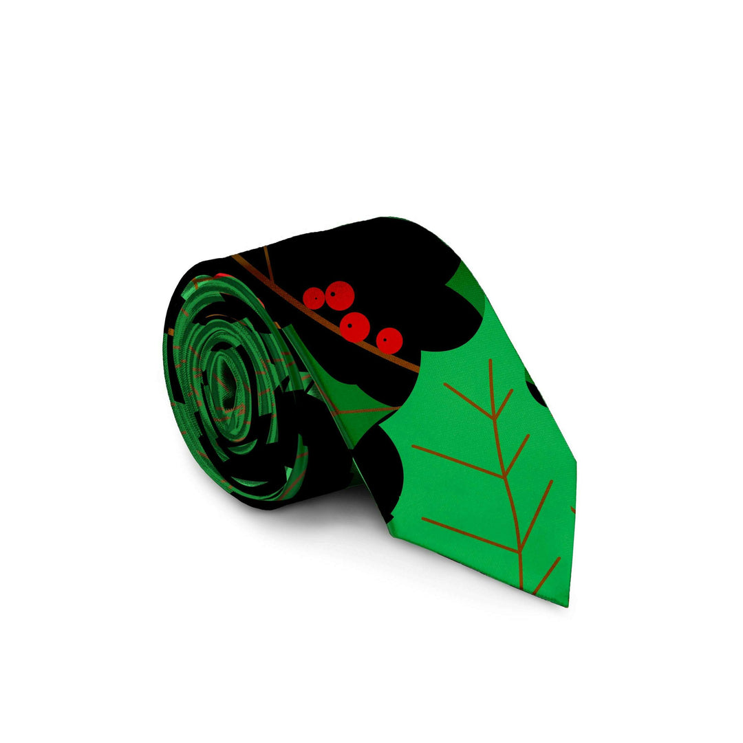 The Deck Yourselves | Black & Green Holly Print Tie
