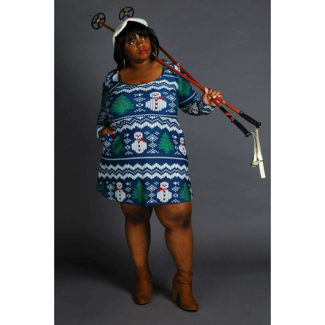 The Eggnog Aficionado | Snowman Print Christmas Skater Dress
