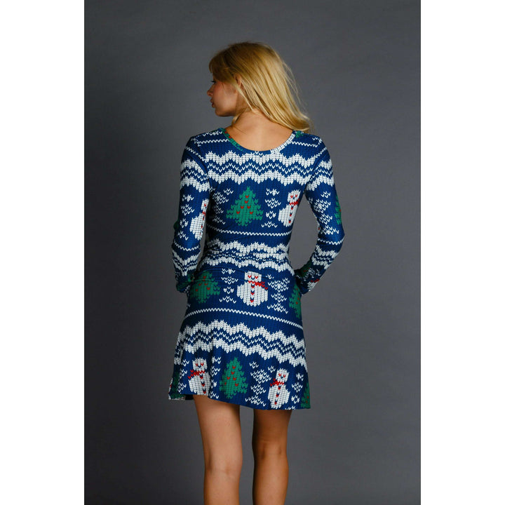 The Eggnog Aficionado | Snowman Print Christmas Skater Dress