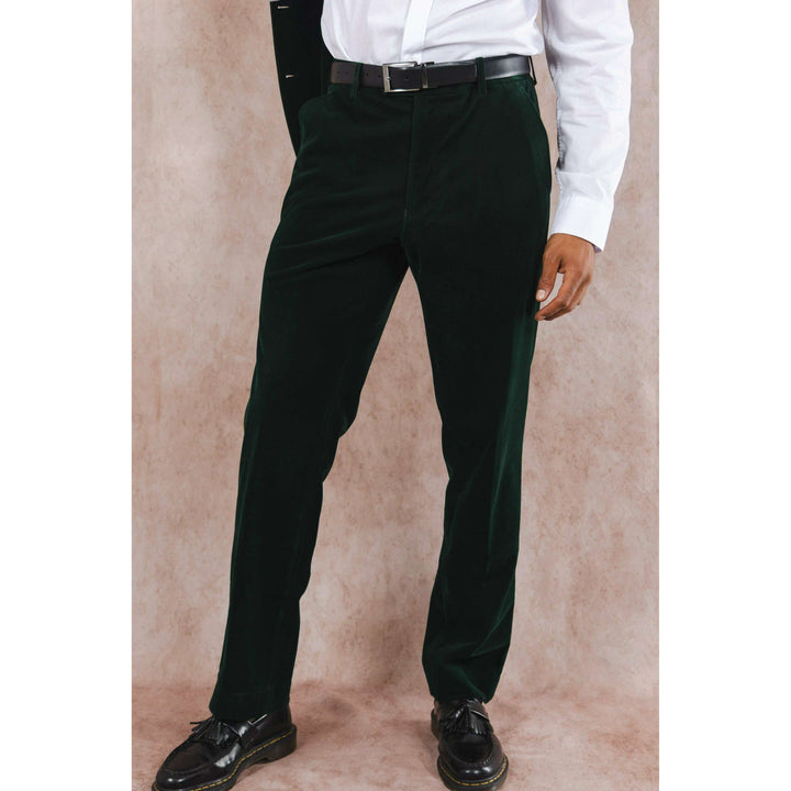 The Elegant Evergreen | Green Velvet Velvet Suit Pants