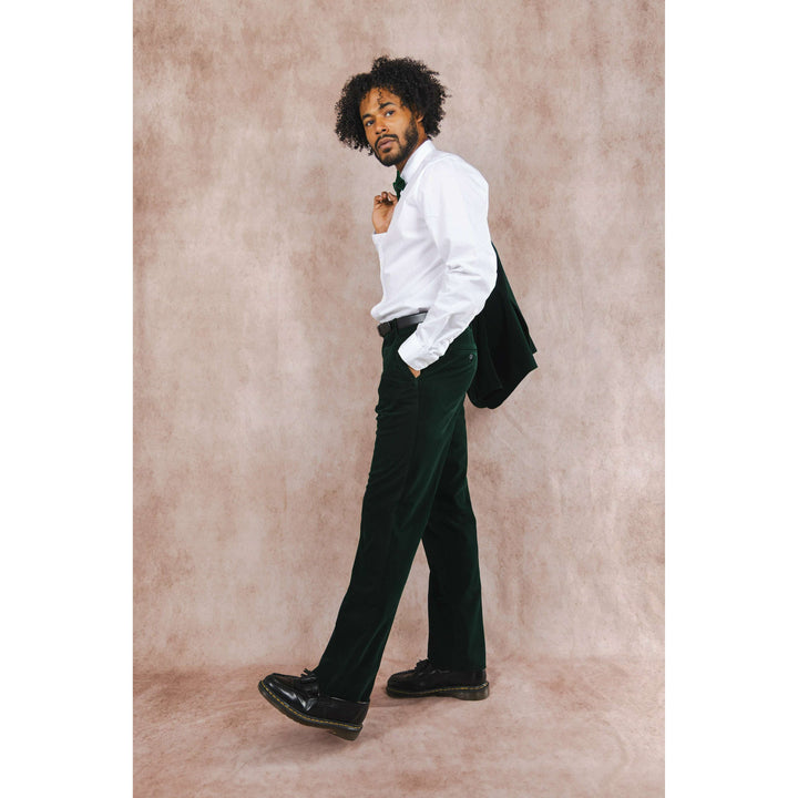 The Elegant Evergreen | Green Velvet Velvet Suit Pants