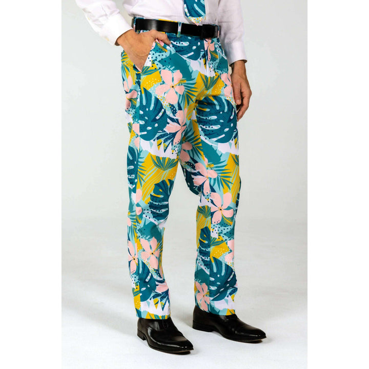 The Floral Fixation | Blue Tropical Suit Pants